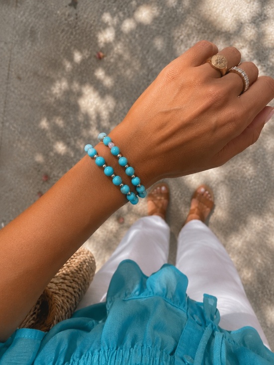 Handmade Jewelry - {Handmade} Beaded Bracelet Set with Iridescent Statement Bead